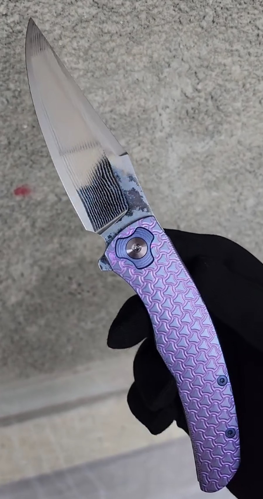 Violet Weave — Damascus · Violet anodised